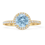 Round Halo Diamond Gold Ring