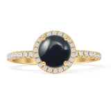 Round Halo Diamond Gold Ring