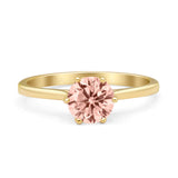 Round Morganite CZ Solitaire Gold Ring