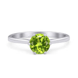 Round Peridot CZ Solitaire Gold Ring