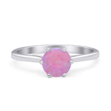 Round Lab Created Pink Opal Solitaire Gold Ring