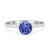 Round Tanzanite CZ Solitaire Gold Ring