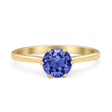 Round Tanzanite CZ Solitaire Gold Ring