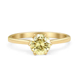 Round Yellow CZ Solitaire Gold Ring
