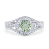 Round Halo Split Shank Bridal Gold Ring