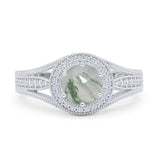 Round Halo Split Shank Bridal Gold Ring