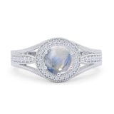 Round Halo Split Shank Bridal Gold Ring