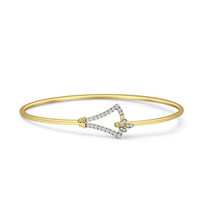 14K Gold 2.11mm Inter Quartet Bangle Bracelet Round Natural Diamond