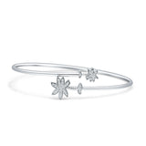 14K Gold 2.2mm Palm Tree Bangle Bracelet Round Natural Diamond
