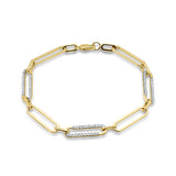 14K Gold 5.35mm Paperclip Link Chain Bracelet Natural Round Diamond