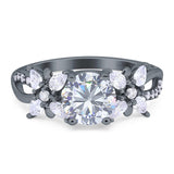 Art Deco Round Natural Stone Floral Ring