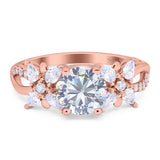 Art Deco Round Natural Stone Floral Ring