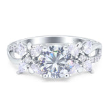 Art Deco Round Natural Stone Floral Ring