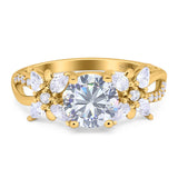 Art Deco Round Natural Stone Floral Ring