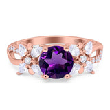 Art Deco Round Natural Stone Floral Ring