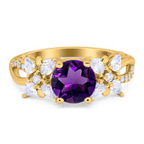 Art Deco Round Natural Stone Floral Ring