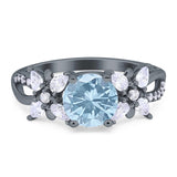 Art Deco Round Natural Stone Floral Ring