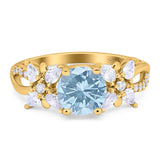 Art Deco Round Natural Stone Floral Ring