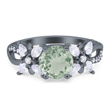 Art Deco Round Natural Stone Floral Ring