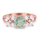 Art Deco Round Natural Stone Floral Ring