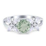 Art Deco Round Natural Stone Floral Ring