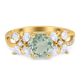 Art Deco Round Natural Stone Floral Ring