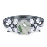 Art Deco Round Natural Stone Floral Ring