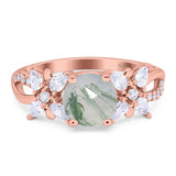 Art Deco Round Natural Stone Floral Ring