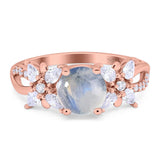 Art Deco Round Natural Stone Floral Ring