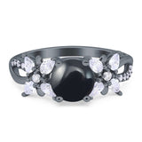 Art Deco Round Natural Stone Floral Ring