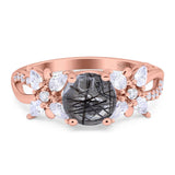 Art Deco Round Natural Stone Floral Ring
