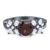 Art Deco Round Natural Stone Floral Ring