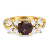 Art Deco Round Natural Stone Floral Ring