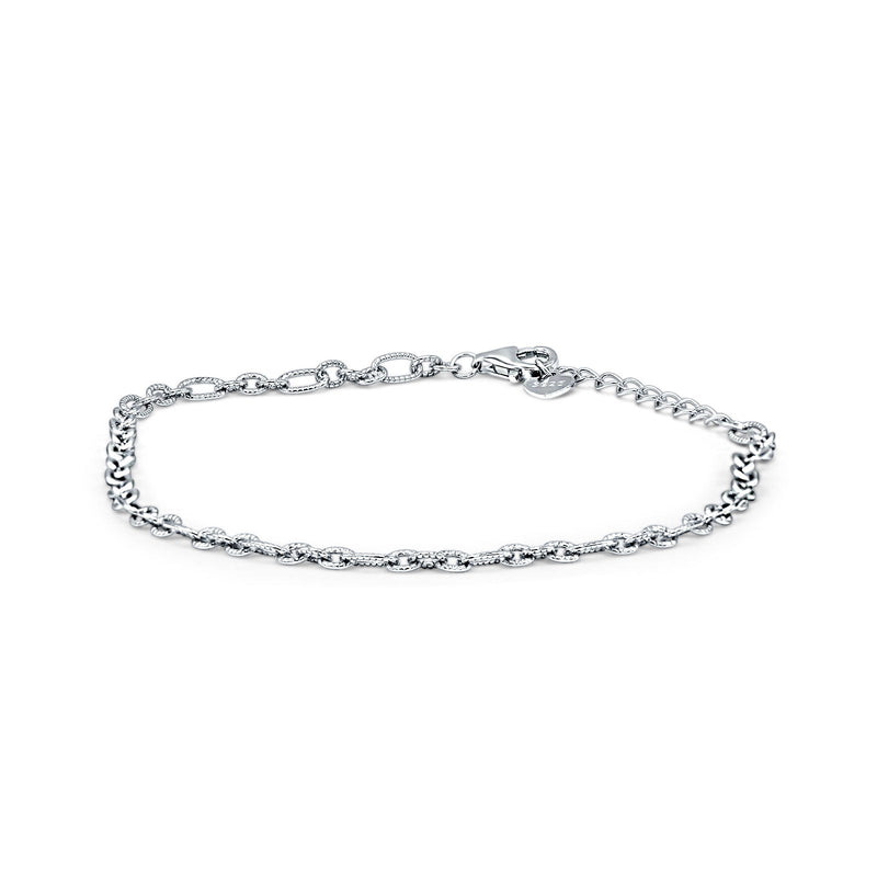 Minimalist 7.5" Link Chain Interlocking Bracelet 925 Sterling Silver