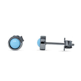 Half Ball Stud Earrings 5mm Round Turquoise 925 Sterling Silver