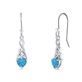 Celtic Trinity Heart Fish-Hook Earrings Cubic Zirconia 925 Sterling Silver