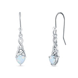 Celtic Trinity Heart Fish-Hook Earrings Cubic Zirconia 925 Sterling Silver