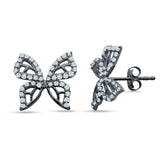 Butterfly Stud Earring Cubic Zirconia 925 Sterling Silver