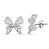 Butterfly Stud Earring Cubic Zirconia 925 Sterling Silver