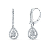 Pear Teardrop Leverback Hoop Earring Cubic Zirconia 925 Sterling Silver