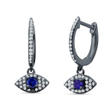 Evil Eye Huggie Hoop Earring Cubic Zirconia 925 Sterling Silver