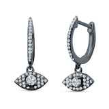 Evil Eye Huggie Hoop Earring Cubic Zirconia 925 Sterling Silver