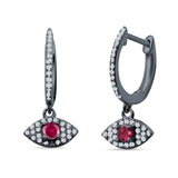 Evil Eye Huggie Hoop Earring Cubic Zirconia 925 Sterling Silver