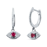 Evil Eye Huggie Hoop Earring Cubic Zirconia 925 Sterling Silver