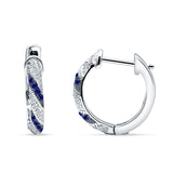 Twisted Tilted Row Huggie Hoop Earring Round Cubic Zirconia 925 Sterling