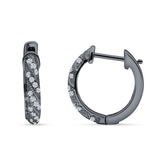 Twisted Tilted Row Huggie Hoop Earring Round Cubic Zirconia 925 Sterling