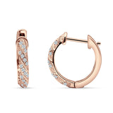 Twisted Tilted Row Huggie Hoop Earring Round Cubic Zirconia 925 Sterling