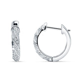 Twisted Tilted Row Huggie Hoop Earring Round Cubic Zirconia 925 Sterling