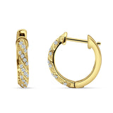 Twisted Tilted Row Huggie Hoop Earring Round Cubic Zirconia 925 Sterling