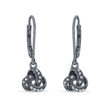 Trinity Knot Drop Dangle Leverback Earring Cubic Zrconia 925 Sterling Silver